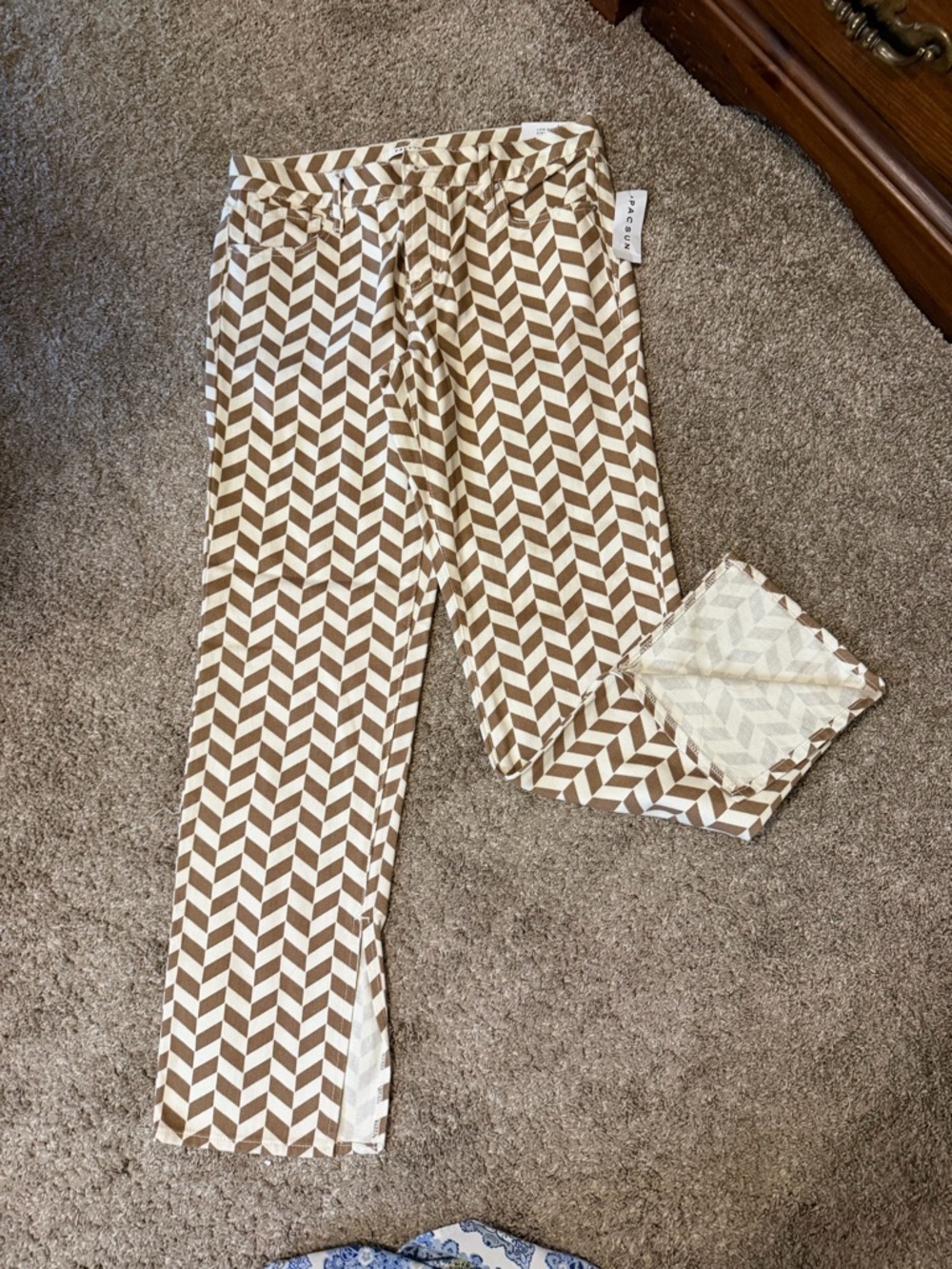 PacSun Brown & White Geometric Straight Leg Pants